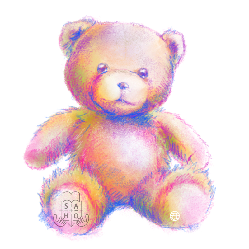 鉛筆画風のテディベア